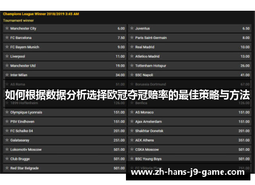 如何根据数据分析选择欧冠夺冠赔率的最佳策略与方法 如何根据数据分析选择欧冠夺冠赔率的最佳策略与方法