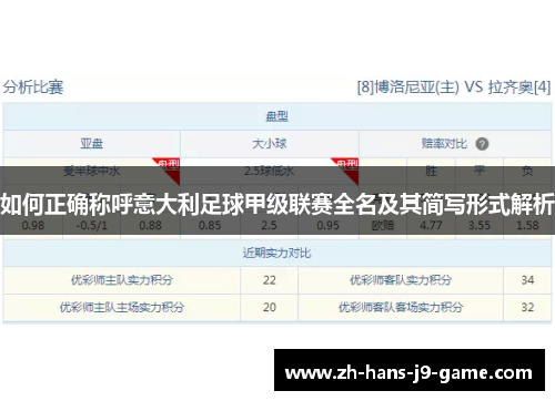 如何正确称呼意大利足球甲级联赛全名及其简写形式解析 如何正确称呼意大利足球甲级联赛全名及其简写形式解析